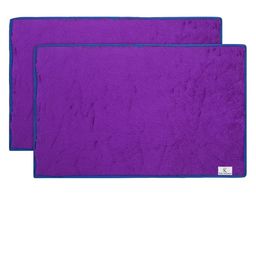 Kuber Industries Set Of 2 Purple & Blue Solid Shaggy Microfiber Anti-Skid Rectangular Doormat-6