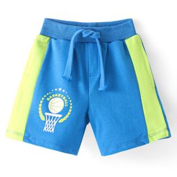 Babyhug Cotton Looper Shorts Basketball Print -  Blue-image-16