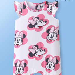 Babyoye Disney Single Jersey Knit Frill Sleeves Romper With Frill Detailing And Minnie Mouse Print - White-image-53