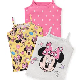 Babyhug Disney Cotton Sleeveless Slips With Minnie Mouse Graphics Pack of 3 - Multicolour-picture-34