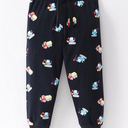 Babyhug Cotton Knit Full Length  Lounge  Pant with JCB Print - Navy Blue-image-14