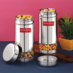 HAZEL Stainless Steel See Through Container | Kitchen Air Tight Storage Containers Set of 2, 950 ml-image-31