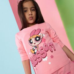The Souled Store Anime Featuring Full Sleeves Power Puff Girls Character Printed Tee - Pink-picture-28