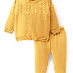 doodle poodle Doddle Poodle Full Sleeves Pullover Sweater Set with Cable Knit Design - Mustard-picture-45