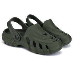 Priaansha Kids Wave Design Detailed Clogs - Olive Green-20