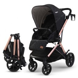 BAYBEE Infant Baby Pram Stroller for Newborn Babies with Aluminum Frame 3-Position Adjustable Canopy Reversible Seat Safety harness Storage Basket & Rear Brake - Pink-16