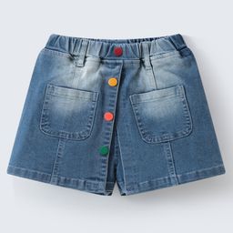 Mark & Mia Denim Washed Shorts with Buttons - Navy Blue-image-98