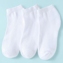 Pine Kids Knit Low Ankle Length School Socks Pack of 3 - White-image-50