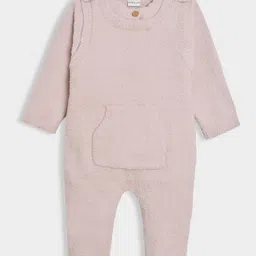 Mi Arcus Fur Detailed Dungaree With Full Sleeves Cardigan - Pink-picture-4