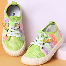 Cute Walk by Babyhug Casual Shoes with Lace Ups Closure Cute Applique & Dotted Design - Light Green-image-76