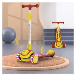StarAndDaisy Type - 3-wheel kick scooter Skate for Kids 3-12 Years with LED Light PU Wheels, with 4 Level Height Adjustment, Yellow-3
