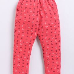 Parrot Crow Cotton Knit Hearts Printed Pajama - Red-image-24
