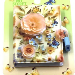 Rushabh Novelty Notebook 1300-2 Blue 2Butterfly Butterfly design Lock dairy 80-Pages Plain-picture-1