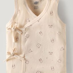 Zero Sinker Knit Sleeveless Tropical & Space Theme Printed Front Open Vests Pack of 3 - Peach Coral & Light Blue image 2