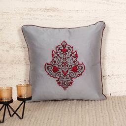 ZEBA Silver-Toned & Pink Ethnic Motifs Square Cushion Covers-image-66