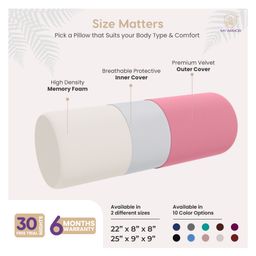 myarmor MY ARMOR Memory Foam Orthopedic Large Size Bolster Pillow with Velvet Cover - Peach image 3