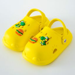 Babyoye Clogs with Back Strap Closure and Burger Applique - Yellow image 3