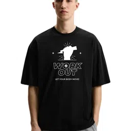 Fashnobic Men Typography Printed Round Neck Cotton Oversized T-shirt-image-57