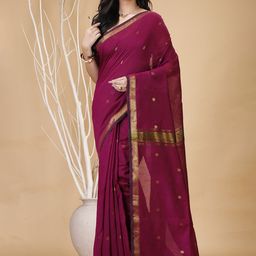 SLAGHA Woven Design Zari Silk Cotton Taant Saree-34