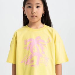 DeFacto Girls Floral Printed Round Neck Cotton T-shirt-image-64