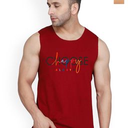 SLOWLORIS Pack of 2 Printed Combed Cotton Vest VSL26 CMB(CHS MAROON)(OVRTNK BLACKRUST)-image-95