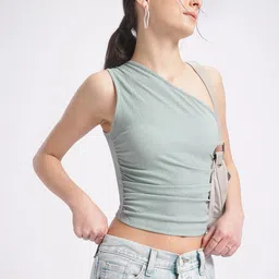 glitchez Ruched & Rowdy Textured One-Shoulder Top-picture-25