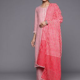 Biba Self-Striped Striped Kurta with Palazzos & Dupatta-picture-49