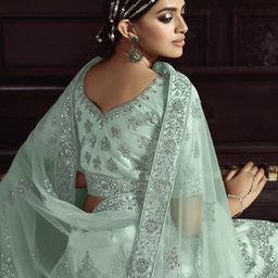 Fusionic Embroidered Net Semi-Stitched Lehenga & Unstitched Blouse With Dupatta image 2