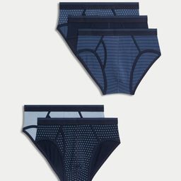 Marks & Spencer Men Pack Of 5 Assorted Mid Rise Hipster Briefs T146801SBLUE MIX-picture-48