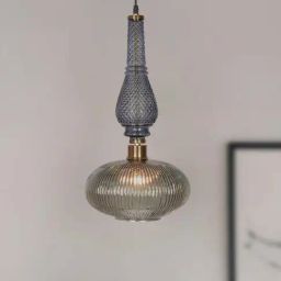 FOS LIGHTING Moroccan Grey Glass Pendant Ceiling Hanging Light-20