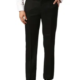 Park Avenue Black Regular Fit Self Pattern Trousers-image-88