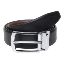 Teakwood Leathers Black & Brown Textured Leather Formal Reversible Belt-image-93