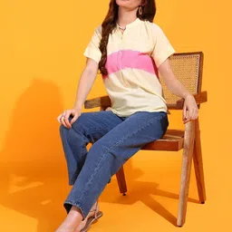 Maaesa Tie and Dye Mandarin Collar Top-image-49