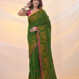 Arhi Green Cotton Polyblend Woven Design Saree with Unstitched Blouse-picture-40