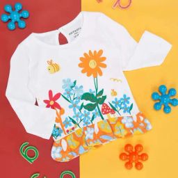 Pantaloons Baby White & Orange Cotton Floral Print Full Sleeves T-Shirt-picture-14