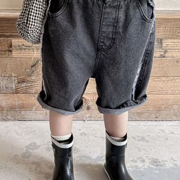 LULU & SKY Girls Washed Loose Fit Denim Shorts Technology-image-100