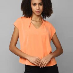Allen Solly Peach V-Necked Top-image-89