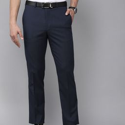 Park Avenue Men Blue Solid Smart Slim Tapered Fit Low-Rise Formal Trousers-picture-17