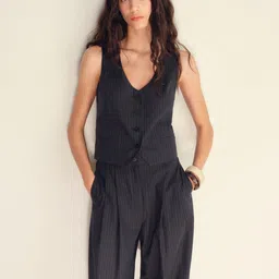 MANGO Striped Waistcoat-12