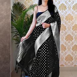 CaniBani Black Silk Blend Banarasi Sarees-image-56