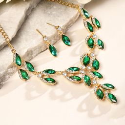 Atasi International Gold-Plated Crystal Studded Jewellery Set-image-43