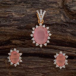 Kushal's Fashion Jewellery Embellished Bridal Gold-Plated Zircon Stone Studded Pendant Set-image-49