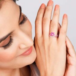 GIVA 92.5 Sterling Silver Golden Pink Daisy Ring for Women-picture-9