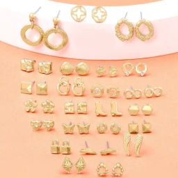 Zaveri Pearls Set of 25 Gold Tone Classy Contemporary Stud Earrings-ZPFK14641-68