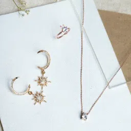 Joker & Witch Rose Gold Petal Necklace Set with Ring-image-6