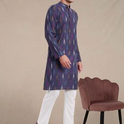 SKAVIJ Men Printed Regular Pure Cotton Kurta with Pyjamas image 4
