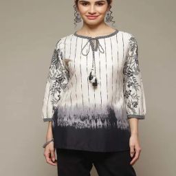 Rangriti White & Black Printed Top-image-12