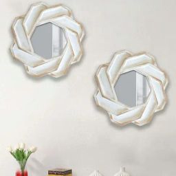 Art Street White Plastic Round Shape Decorative Wall Mirror - Set of 2-14