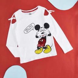 Pantaloons Junior Kids White Cotton Printed Full Sleeves Mickey T-Shirt-picture-2