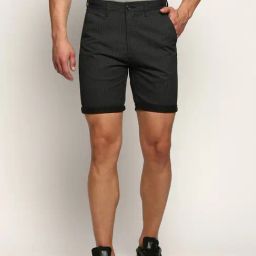 SHOWOFF Charcoal Slim Fit Striped Shorts-image-30